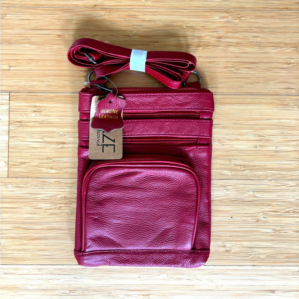 Maze Super Soft Leather Crossbody Bag Wine